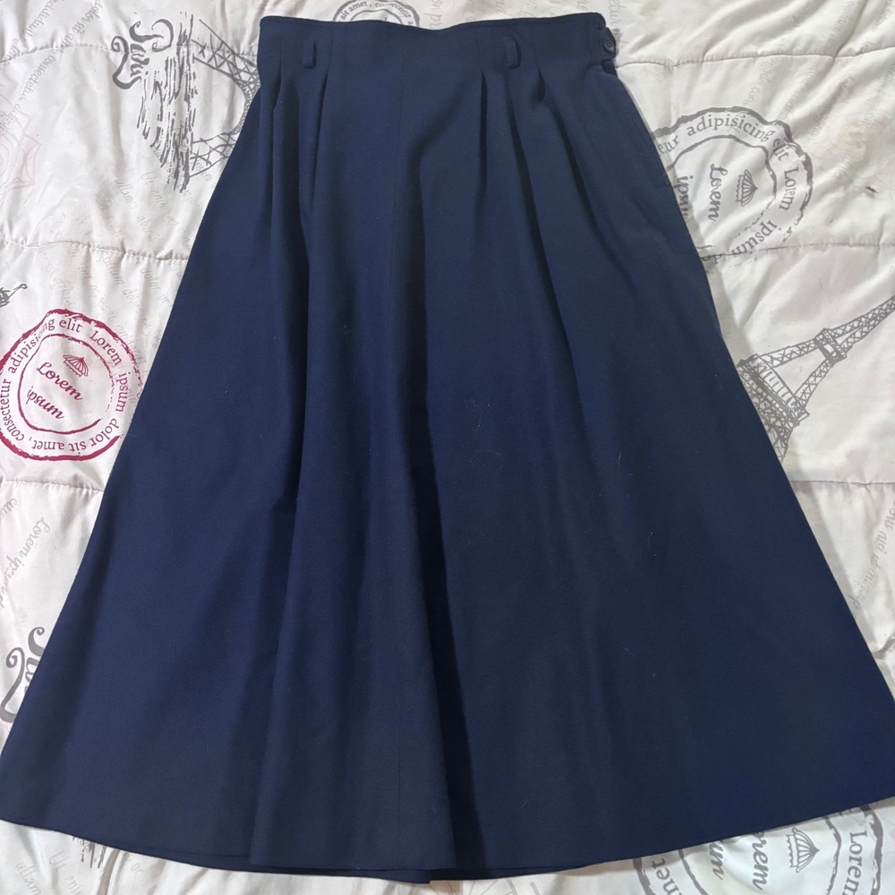 Vintage Pendleton Petite‎ Navy Wool Pleated Skirt Size 12 Made USA